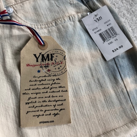 YMI Acid Wash Distressed Denim short Shorts Jrs 13 - Picture 2 of 9